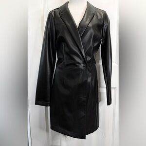 Abercrombie and Fitch Black Faux Leather Blazer Dress - Women